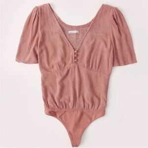 Abercrombie & Fitch Pink Button-Front Bodysuit